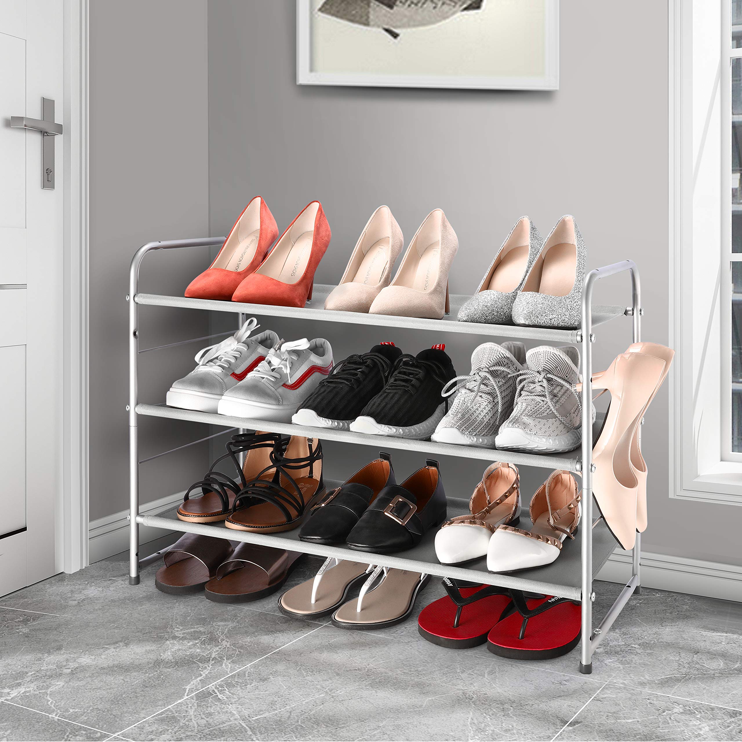 Simple Trending scarpiera 3 ripiani argento impilabile 9 paia