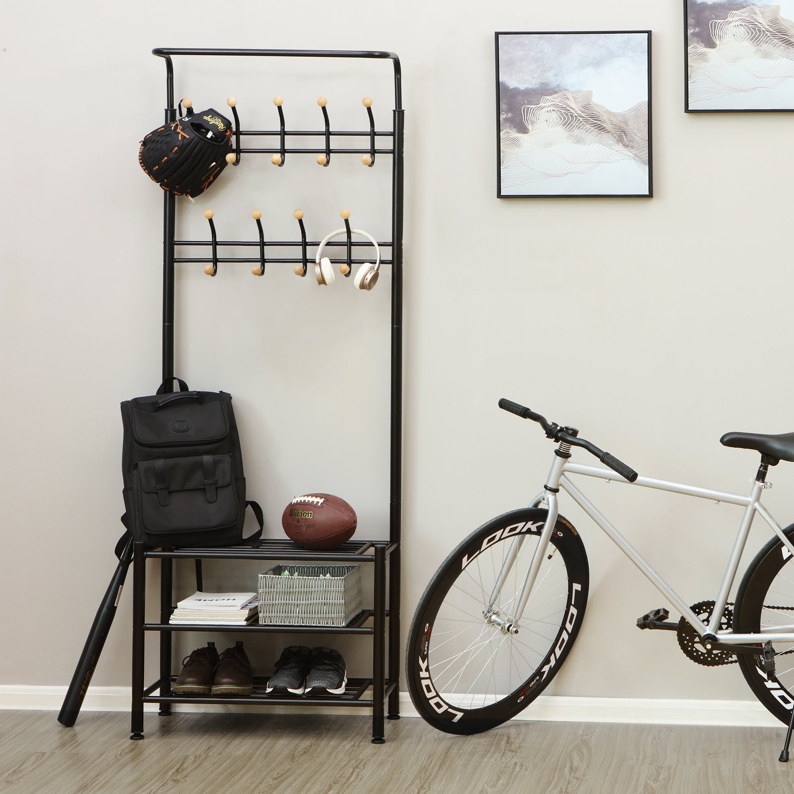 Songmics HSR04B stand appendiabiti nero 187 cm scarpiera
