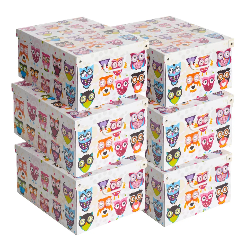 Lavatelli Gufetti Scatole Armadio 39x50x24 Set 6 Cartone
