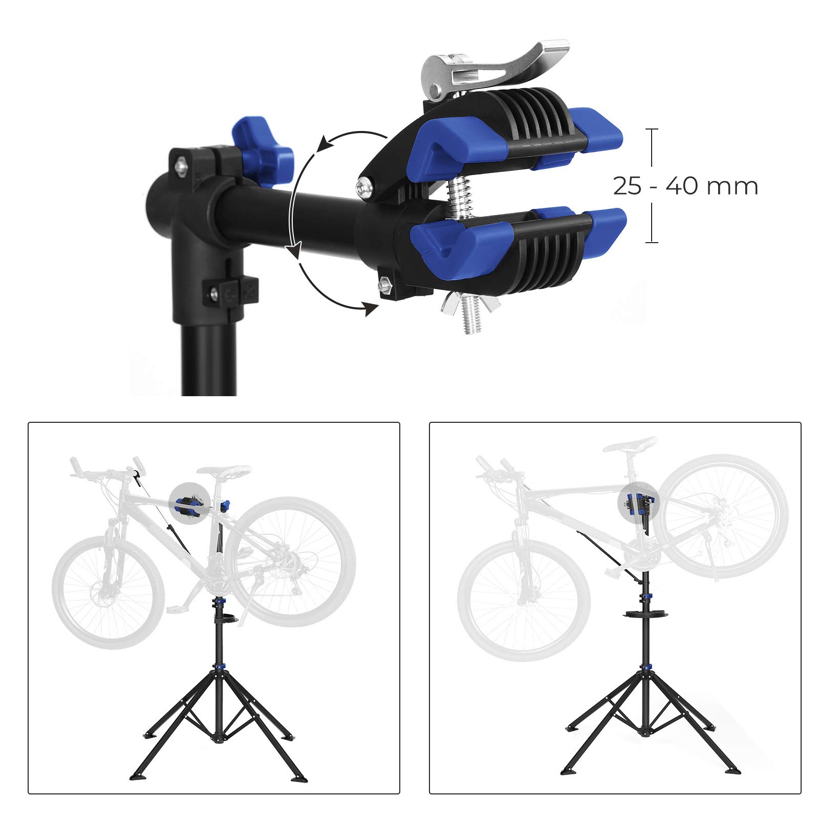 SONGMICS SBR061B01 cavalletto bici nero-blu con vassoio