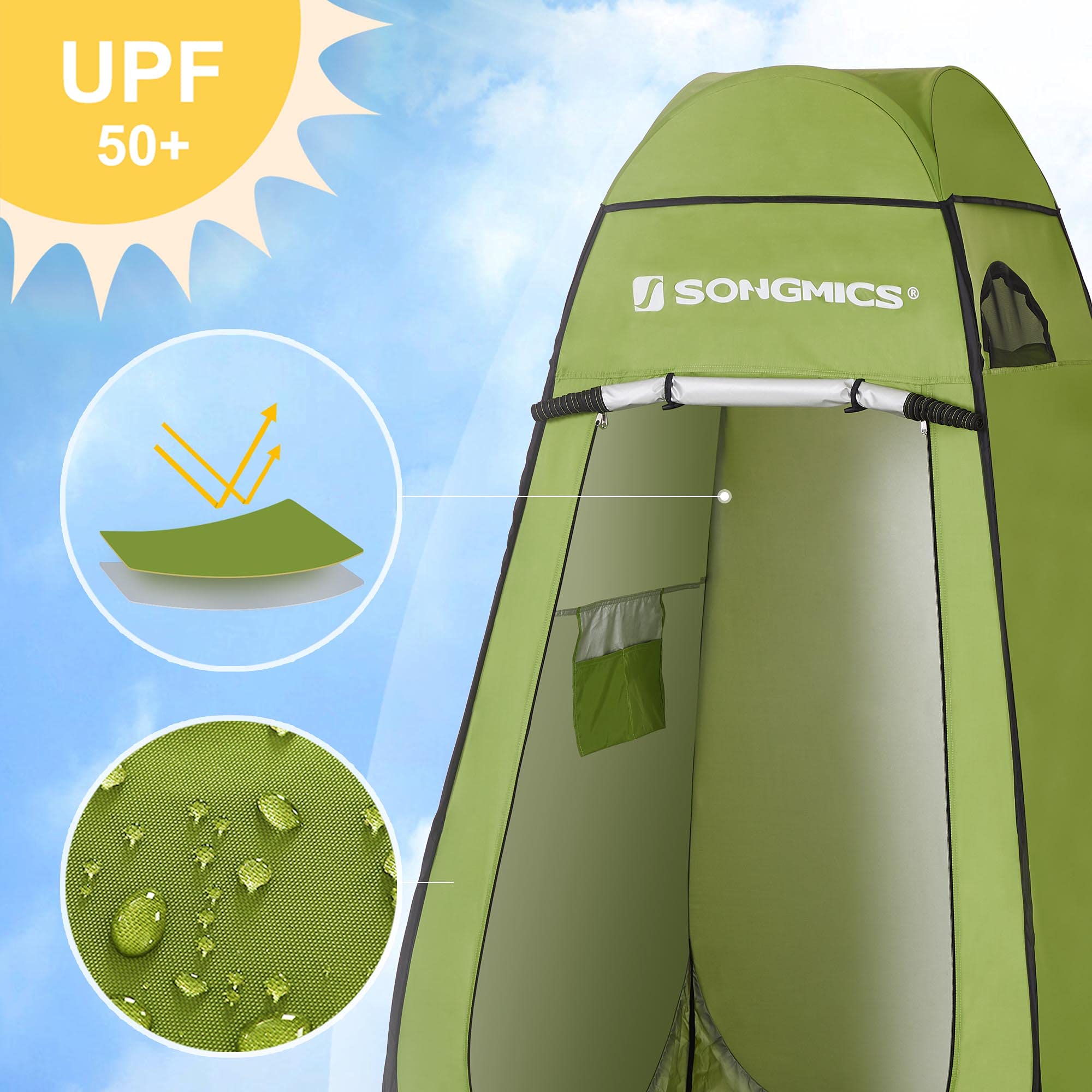 Songmics GPT001C01 tenda doccia campeggio verde 120x120x190 cm
