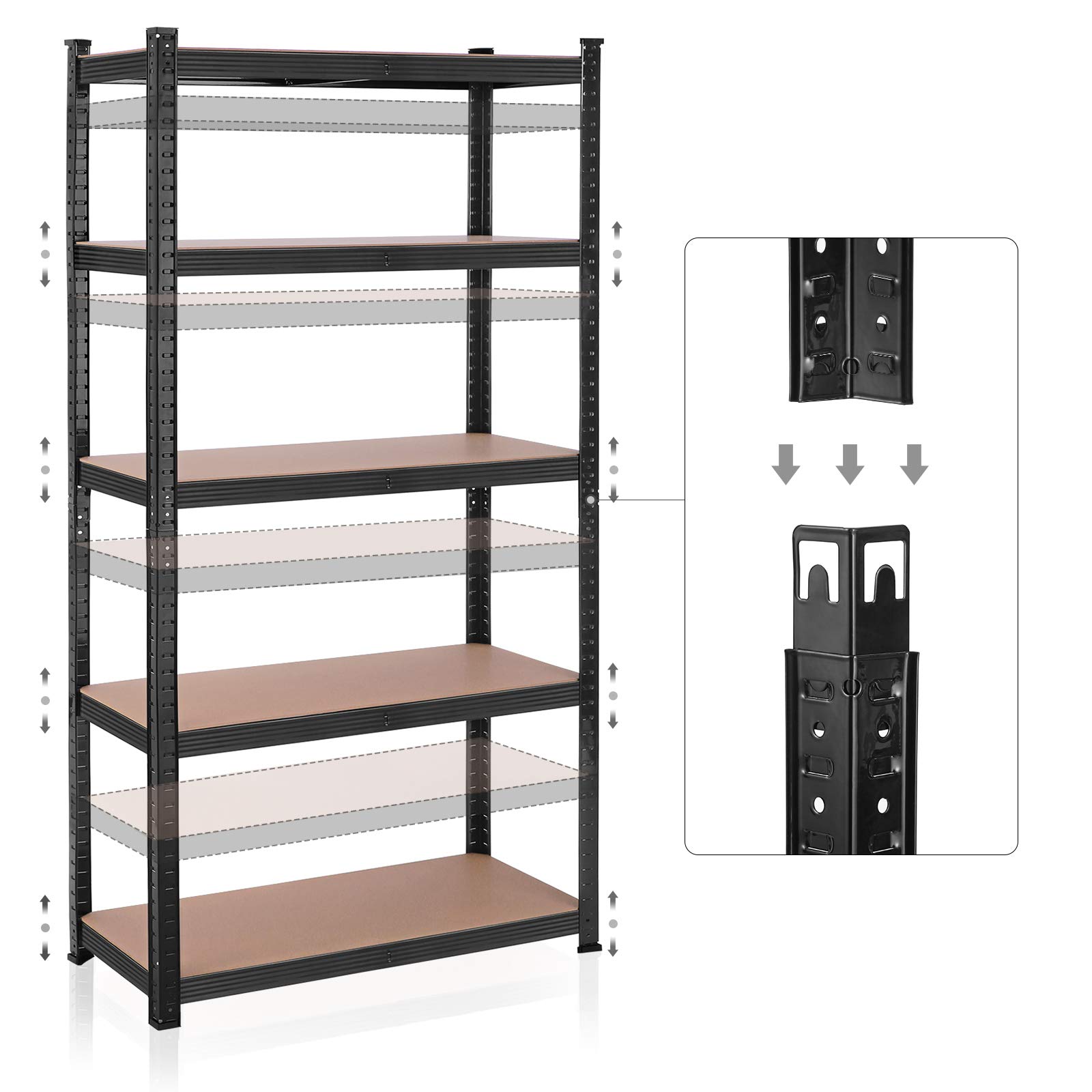 Songmics GLR040B01 scaffale 5 ripiani nero 90x180 cm 875 kg