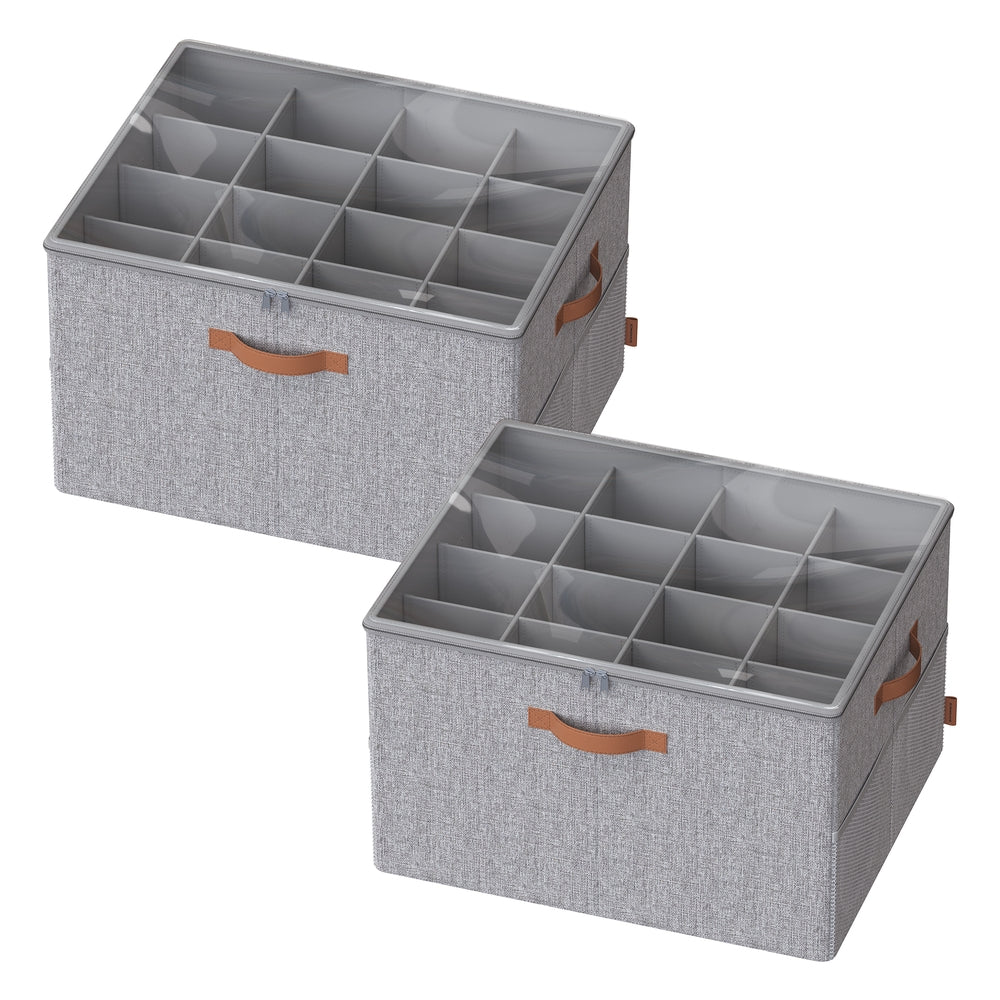 SONGMICS Organizer scarpiera tessuto 16 paia con coperchio