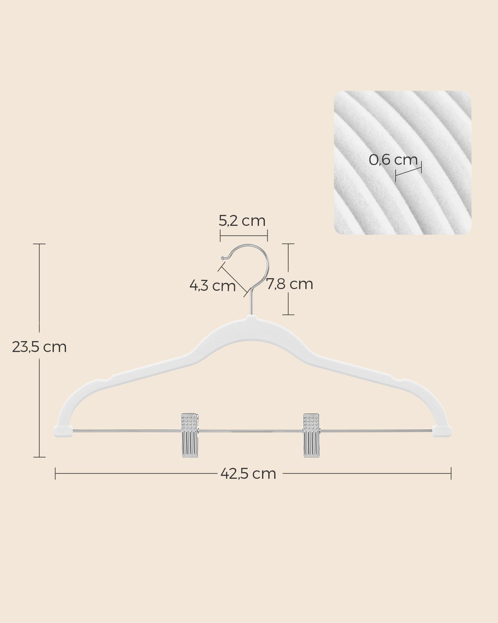 Songmics CRF012W10 grucce pantaloni bianche 10 pezzi antiscivolo