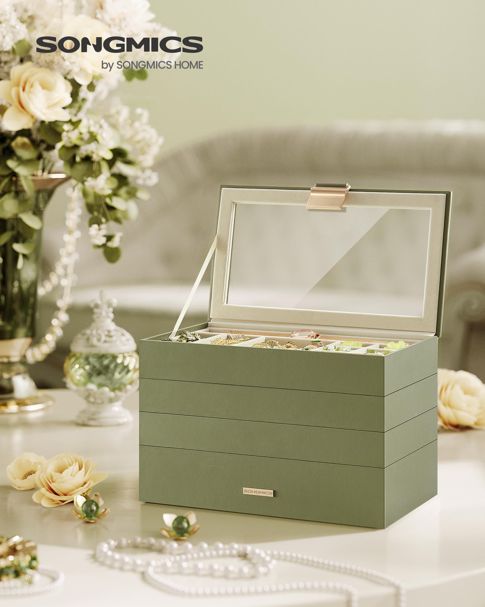 Songmics Gisella JBC164C02 portagioie 4 ripiani verde