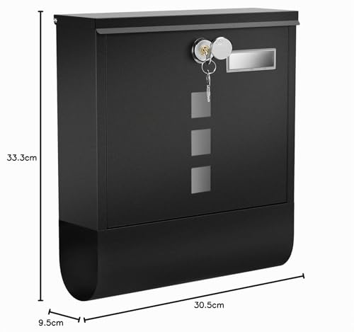 Songmics cassetta postale acciaio nera A4 30,8x33,8 cm