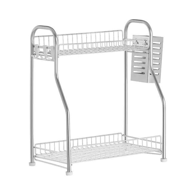 Songmics KCS015E01 portaspezie 2 ripiani argento cucina