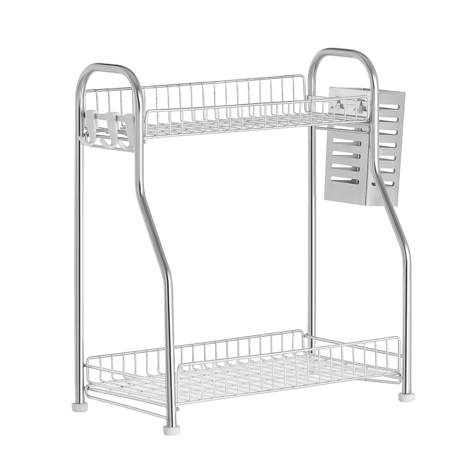 Songmics KCS015E01 portaspezie 2 ripiani argento cucina
