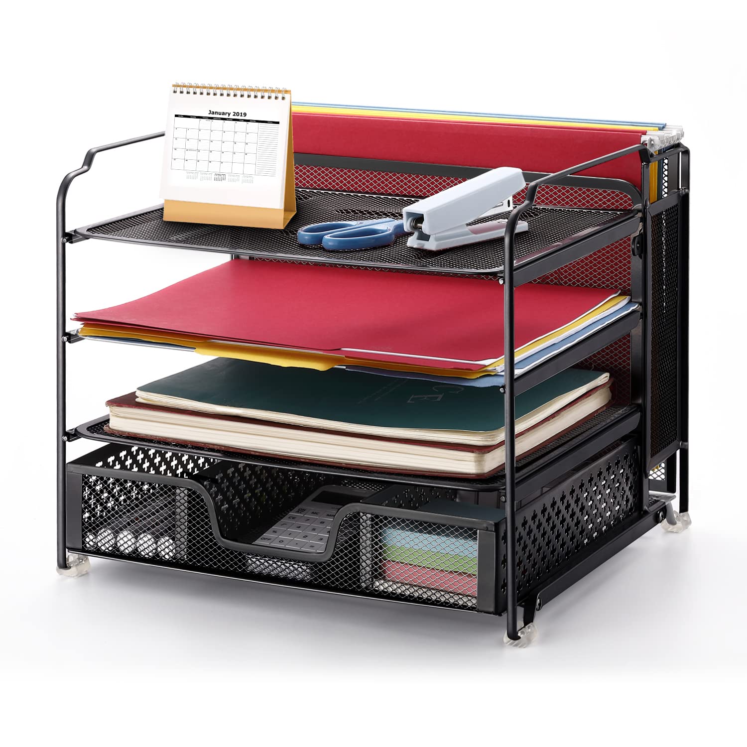 Simple Trending Organizer Scrivania 4 Vaschette A4 Nero Metallo