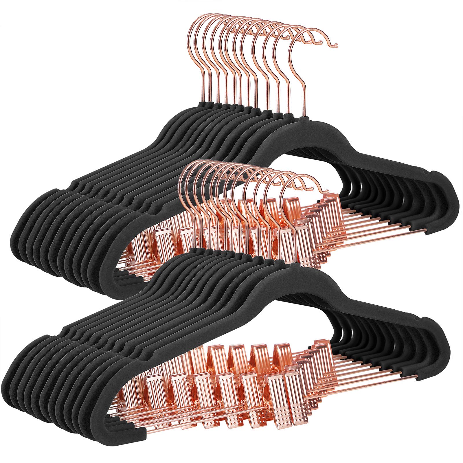 Songmics CRF14BK24 grucce vellutate 24 pezzi nero oro rosa