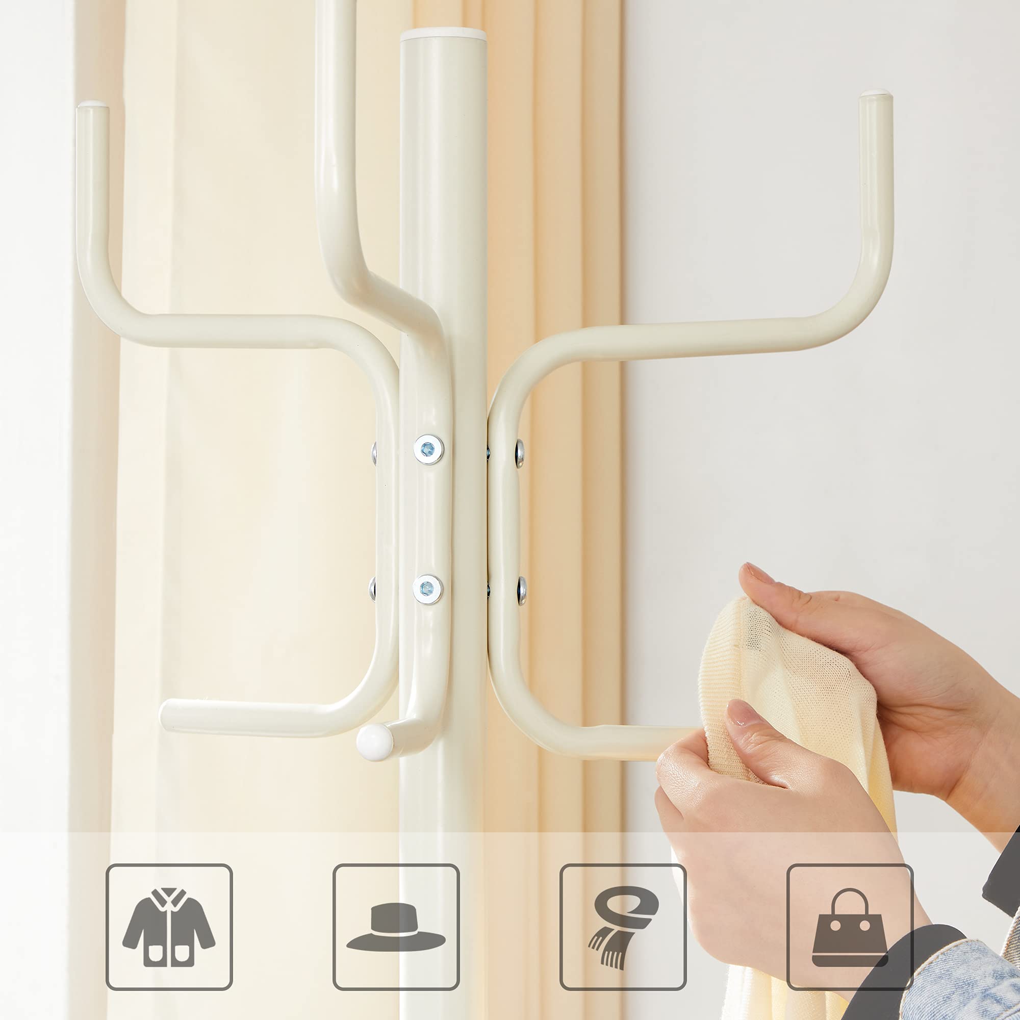 Songmics RCR029W01 appendiabiti da terra bianco 6 ganci acciaio