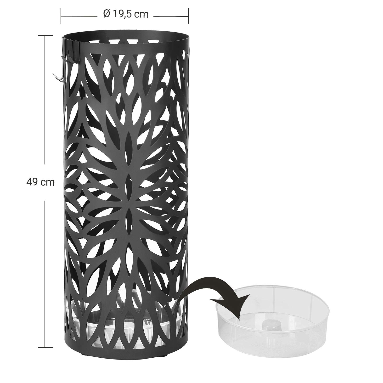 Songmics LUC20B portaombrelli metallo nero 19,5x49 cm