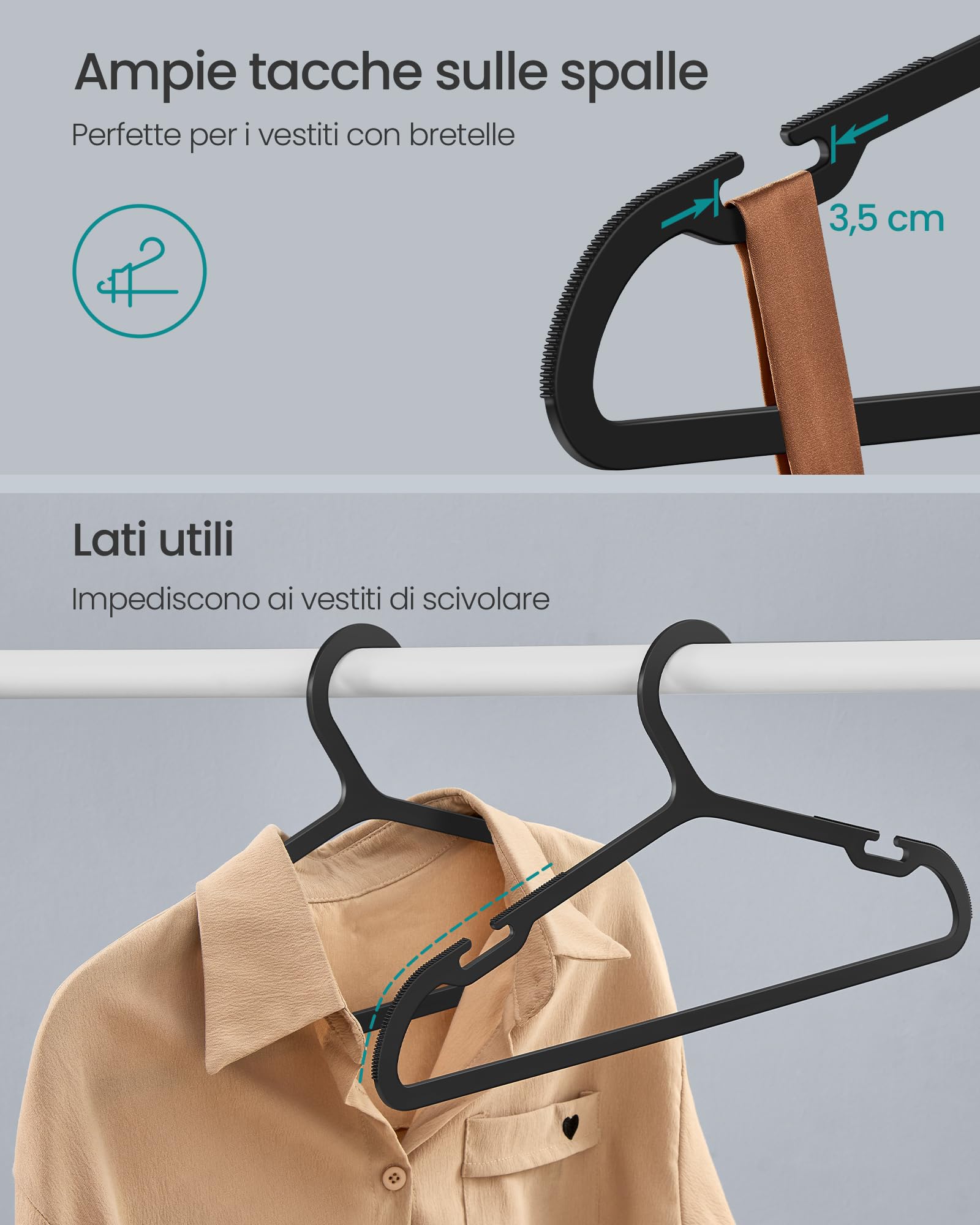 Songmics CRP010B01 grucce 50 pezzi nero salvaspazio