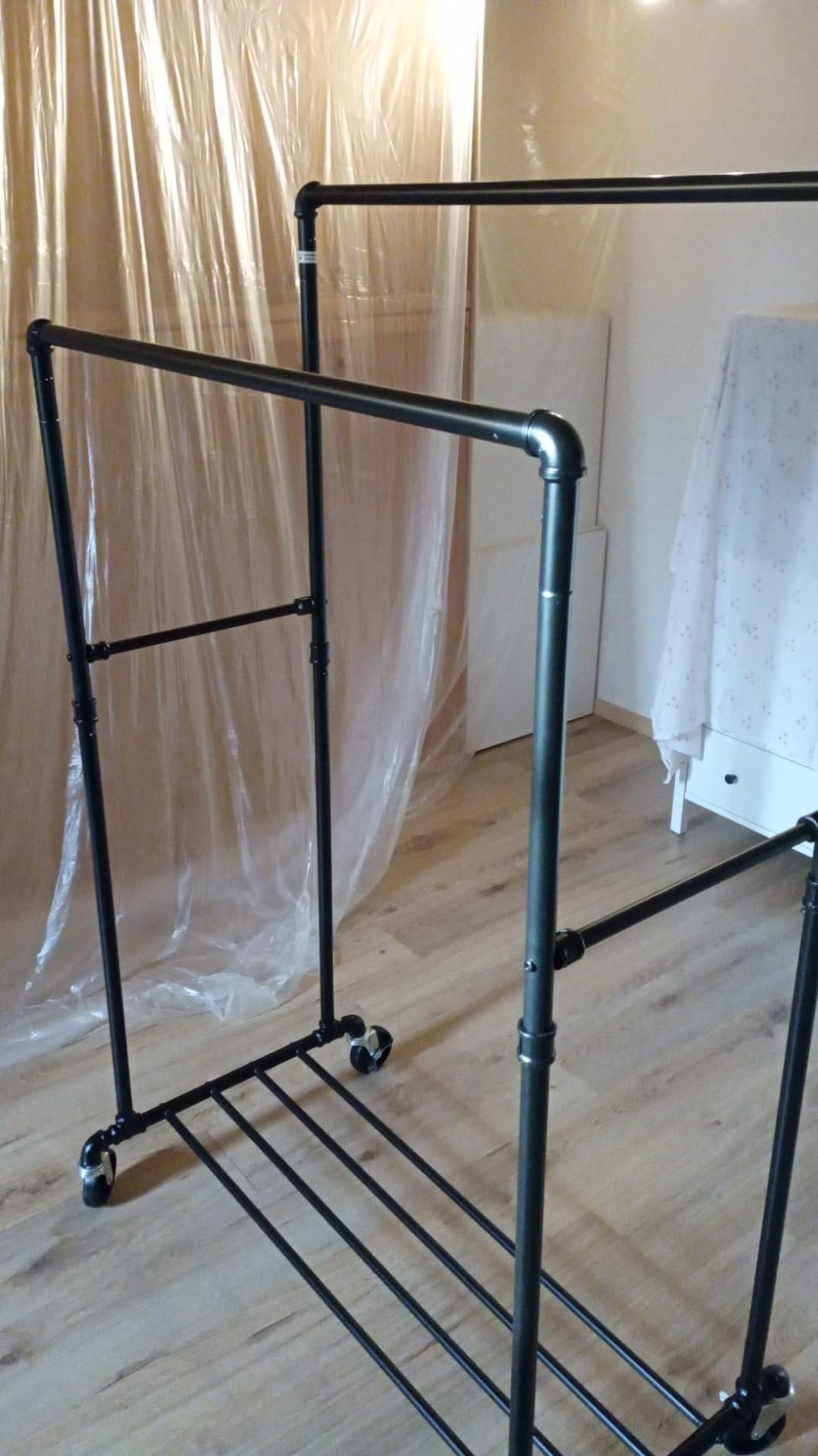 Songmics HSR60B stand appendiabiti doppia barra nero 110 kg
