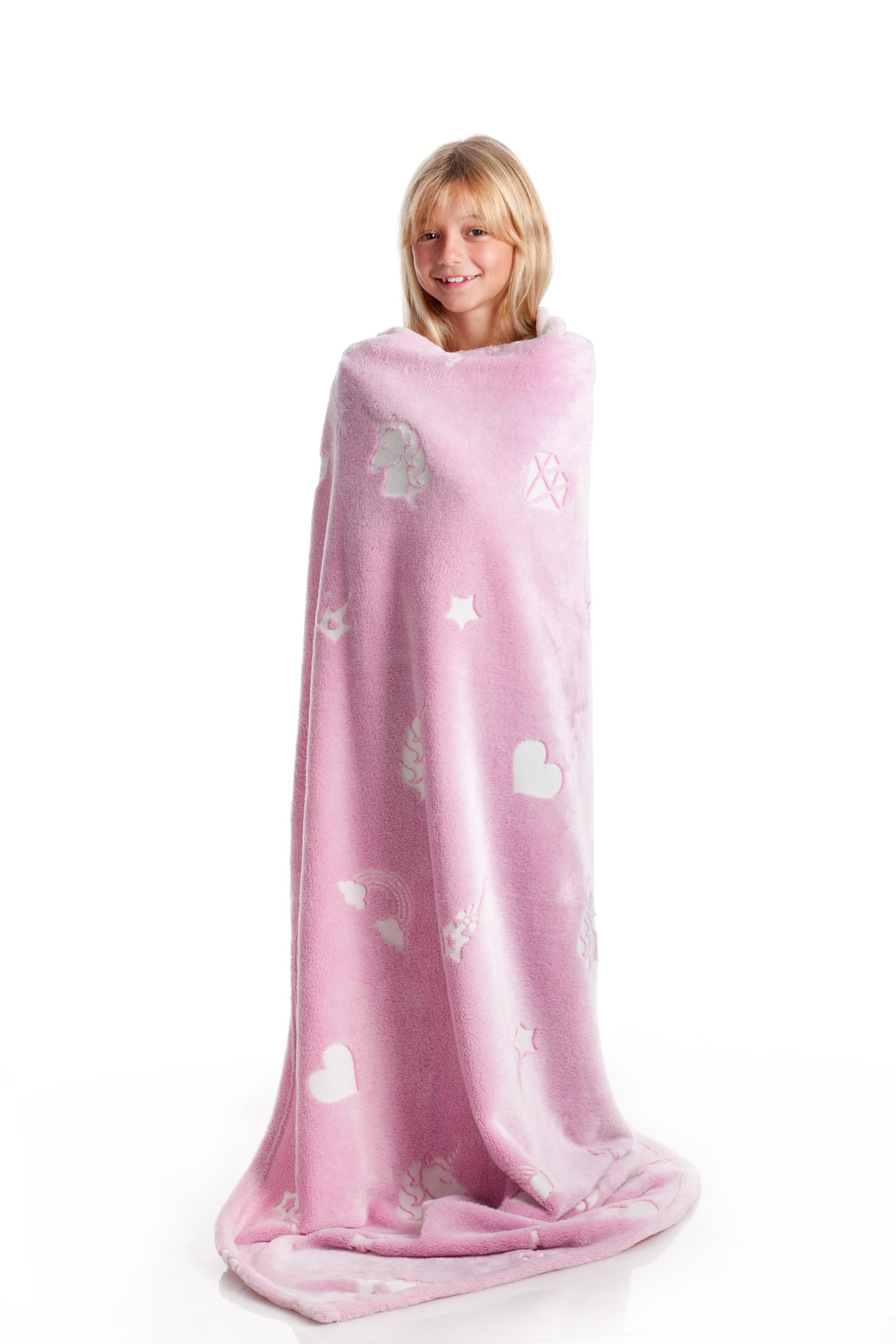 Lavatelli Kanguru Glow plaid pile 130x150 cm rosa unicorno fluo