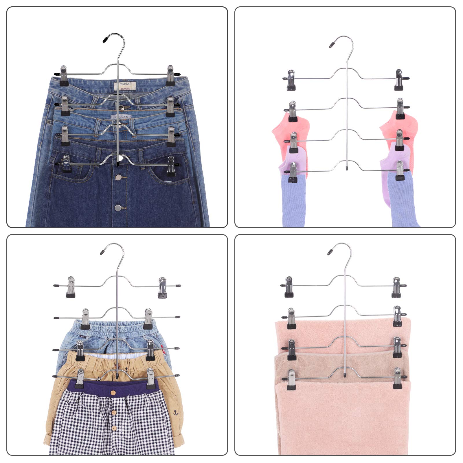 Songmics CRI042BK grucce pantaloni set 3 nero con mollette