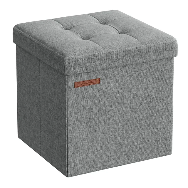 Songmics LSF028G02 pouf contenitore Grigio Chiaro 30 cm in tessuto