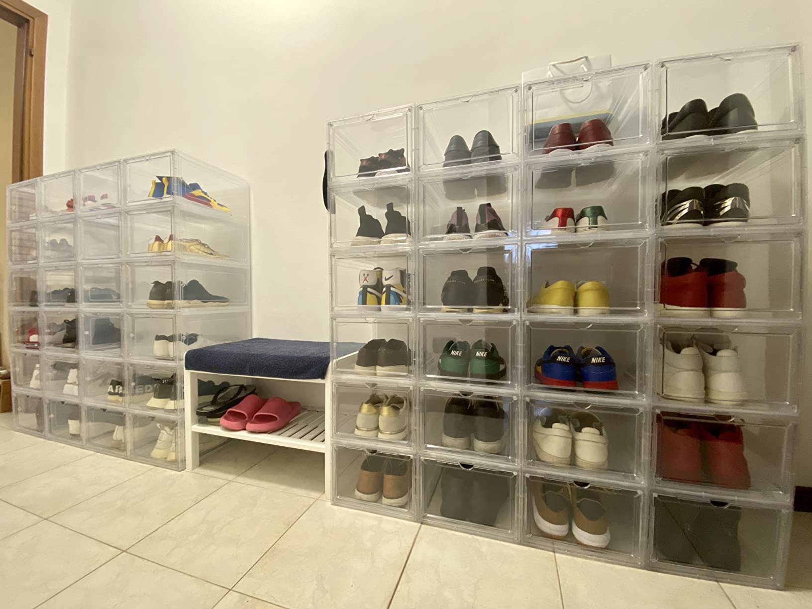 Songmics Scatole Scarpe 12 Pezzi 34x25x18 Bianche Impilabili