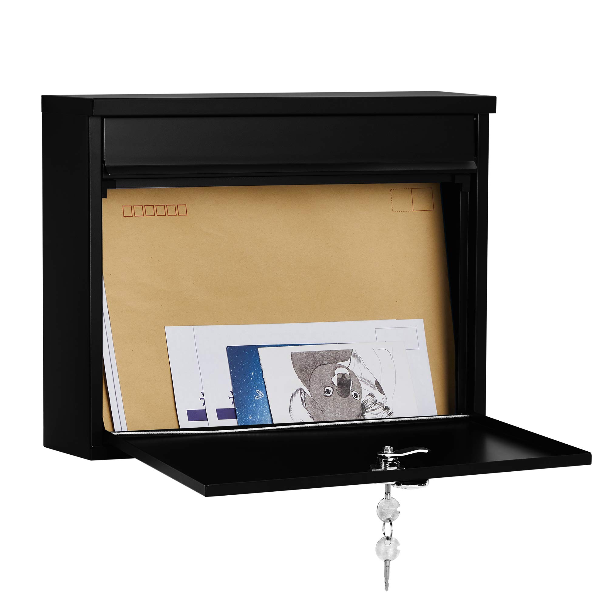 SONGMICS GMB010B01 Cassetta Postale Nera con Serratura