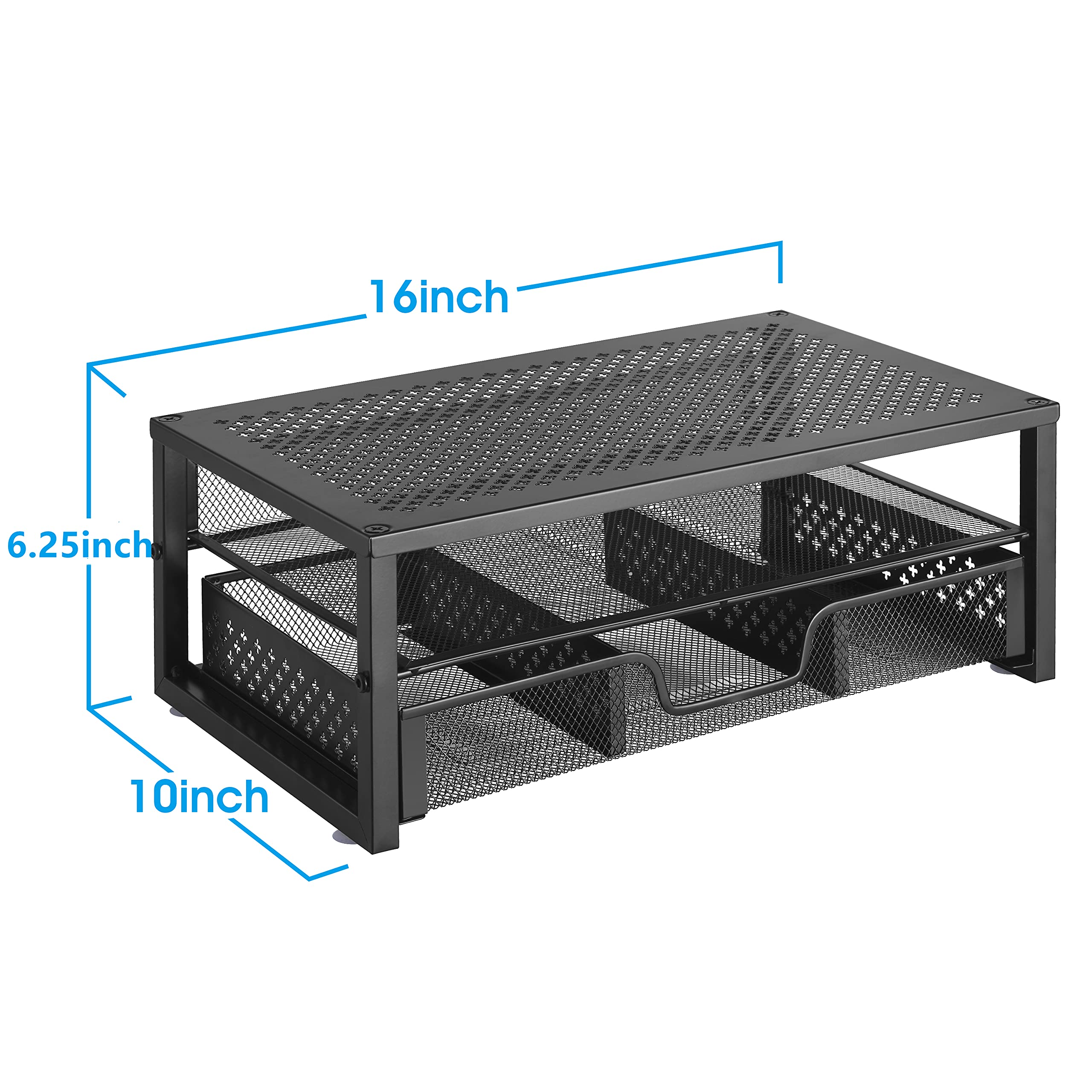 Simple Trending supporto monitor metallo nero con cassetto