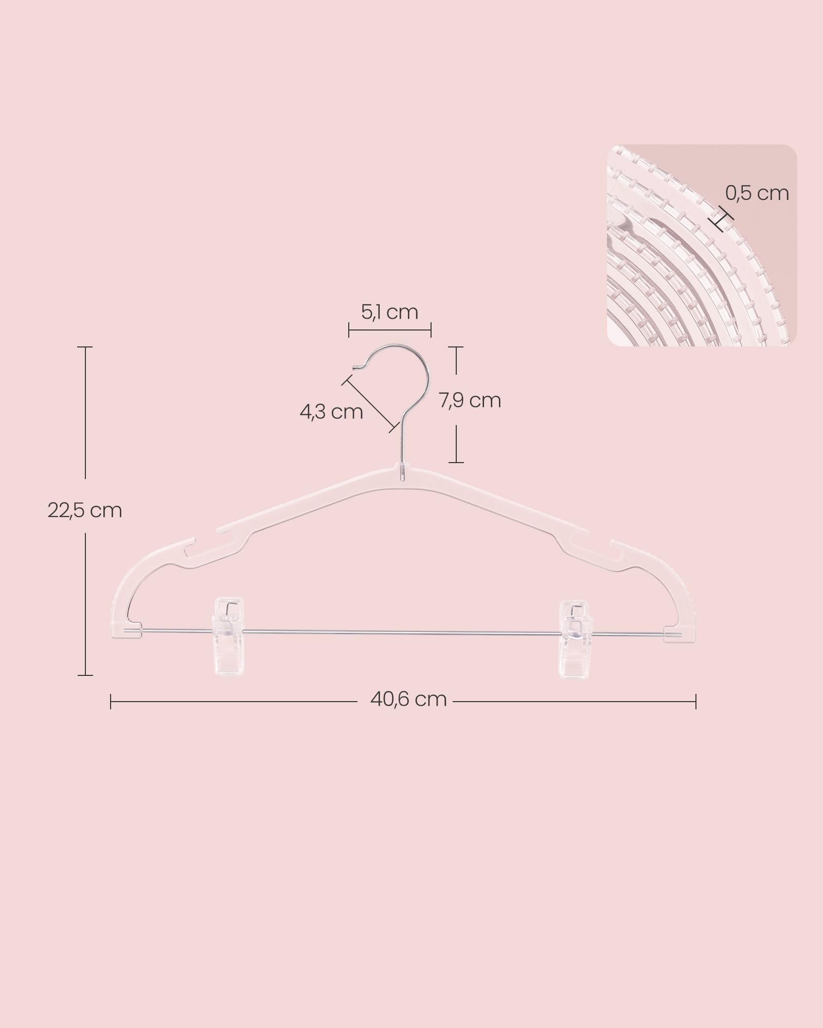 Songmics CRP075W01 Set 30 Grucce Pantaloni Trasparenti con Pinze