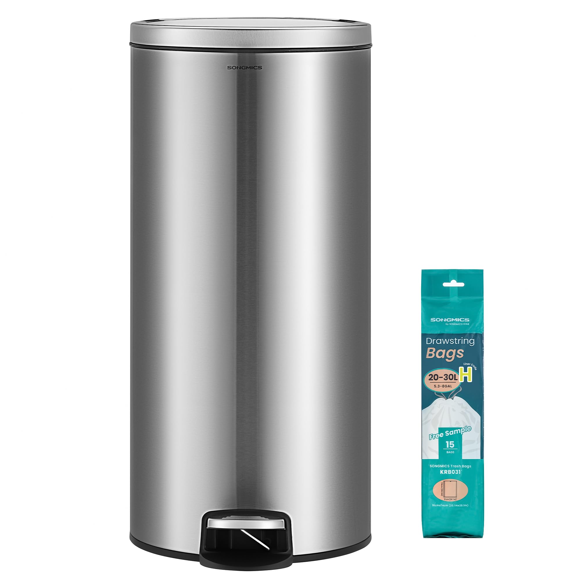 Songmics LTB031BZ02 pattumiera rotonda 30 L nero inchiostro acciaio