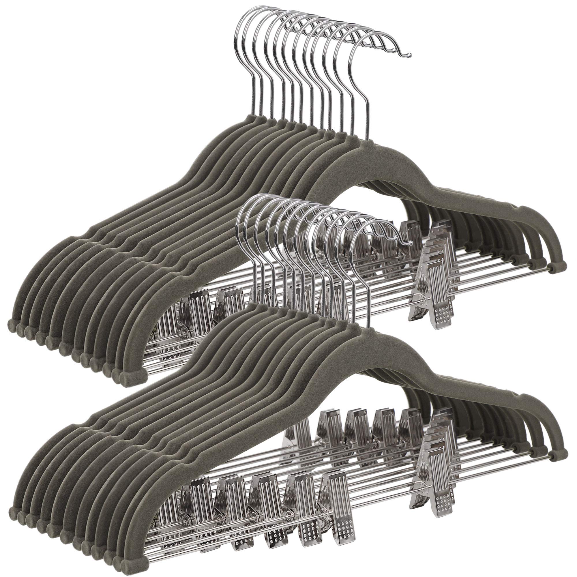 Songmics CRF12V-30 grucce velluto grigio 30 pezzi antiscivolo