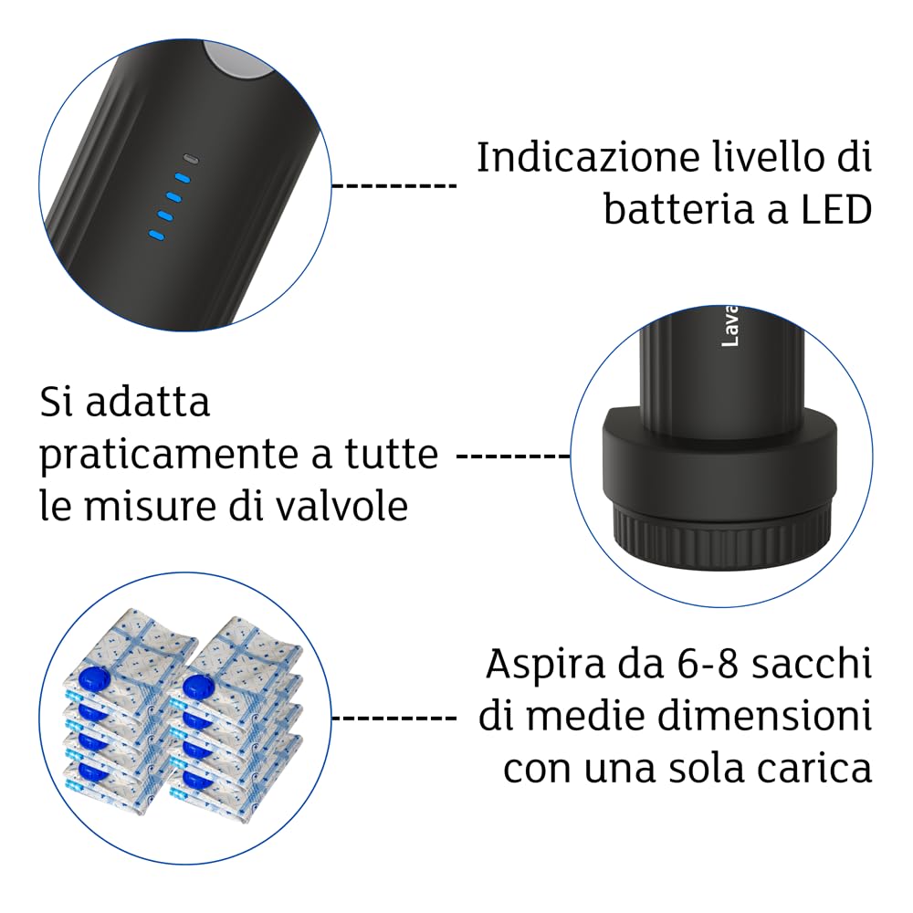 Lavatelli sacchetti sottovuoto 12 pezzi con pompa salvaspazio