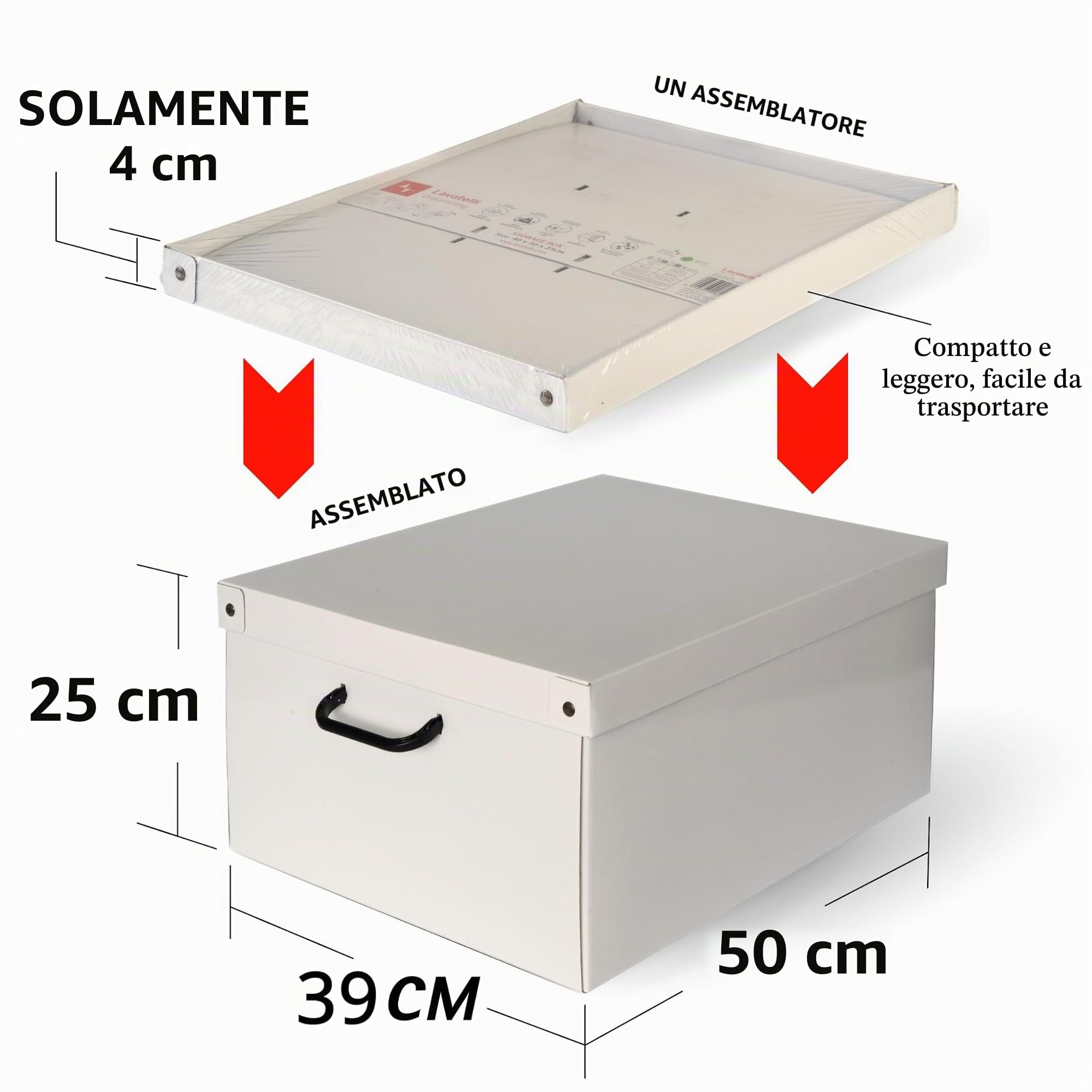 Lavatelli Scatole Organizer Armadio Grande Beige Set 6 da 45L