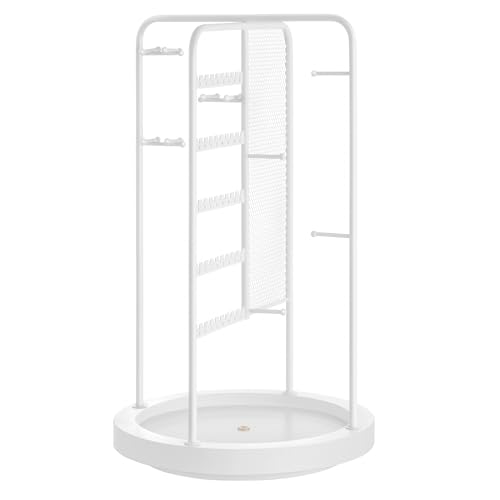 Songmics JJS023W01 Espositore Gioielli Girevole Bianco Metallo