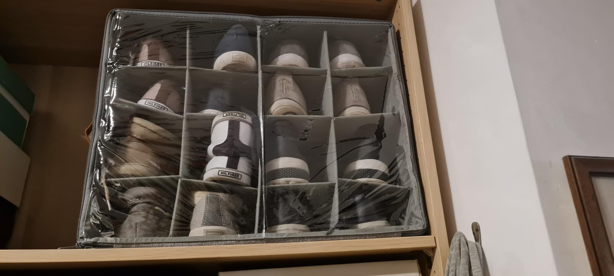 Songmics LSP555G01 organizer scarpe 16 paia grigio tortora trasparente
