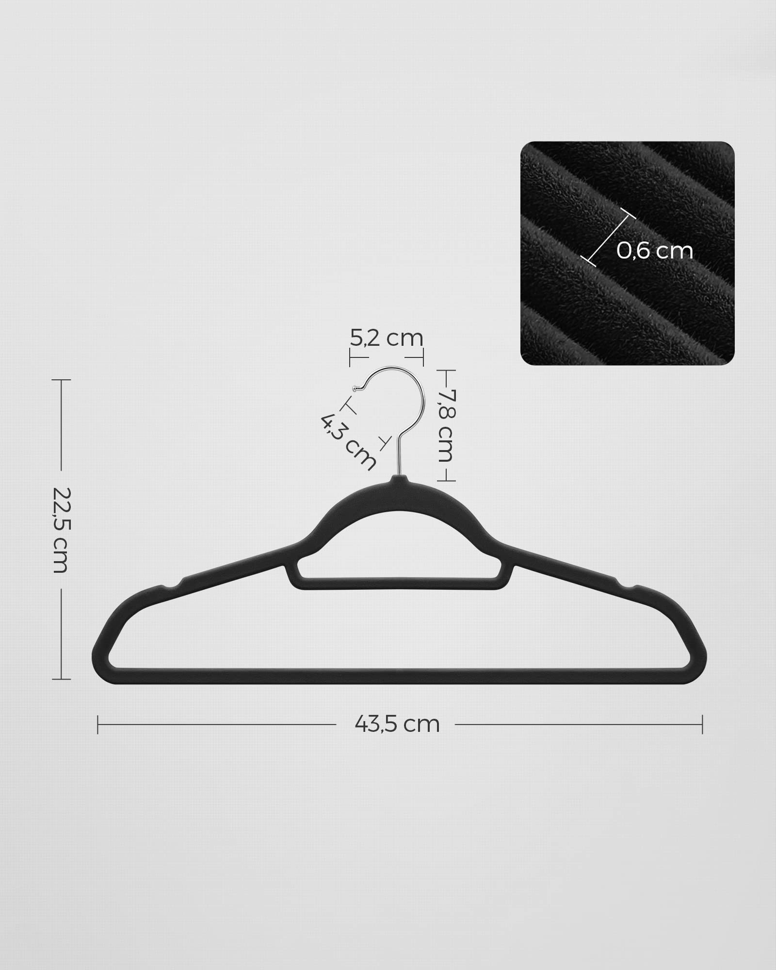 SONGMICS CRF020B40 Grucce Velluto 40 Pezzi Nere