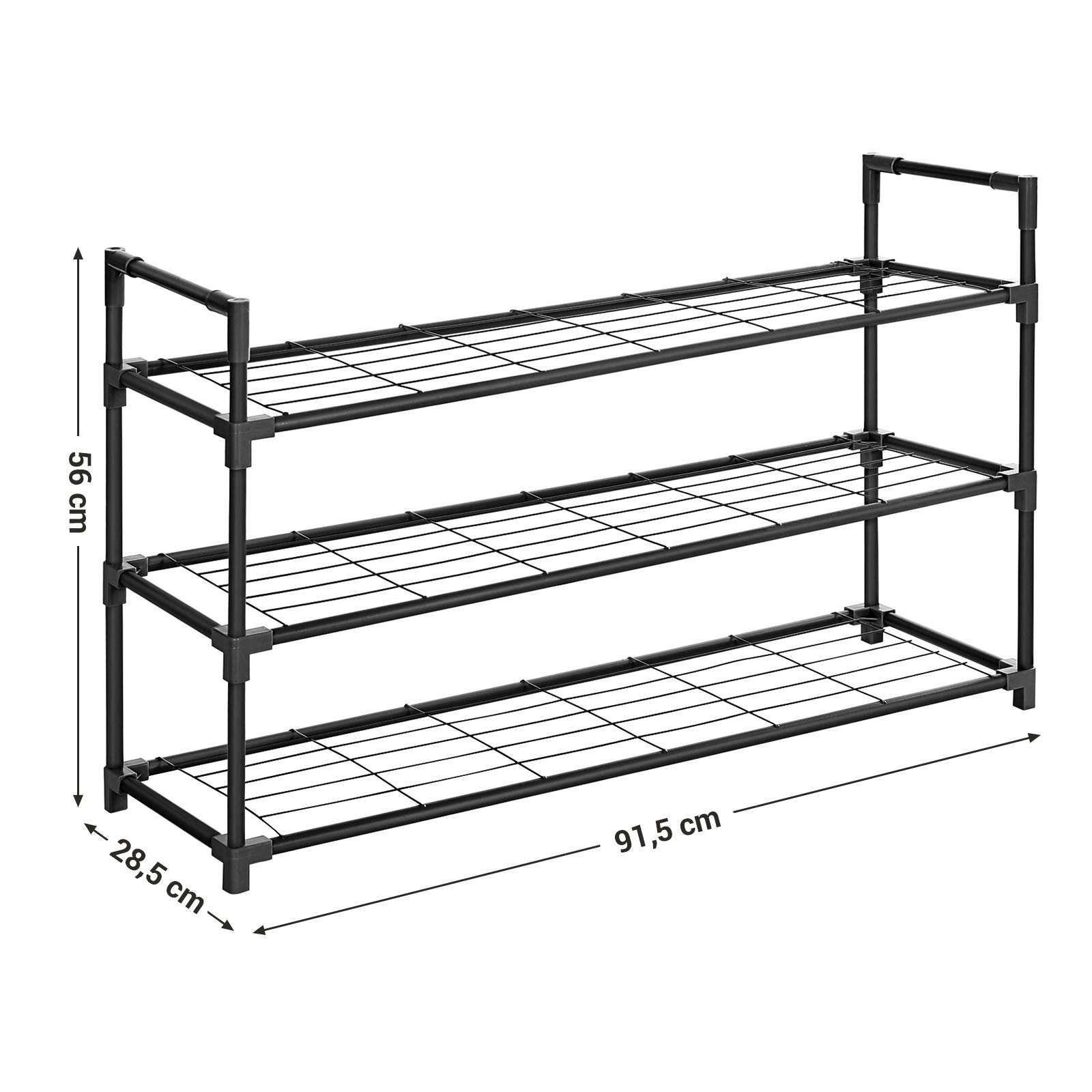 Songmics LSM03BK scarpiera 3 ripiani nera 15 paia metallo