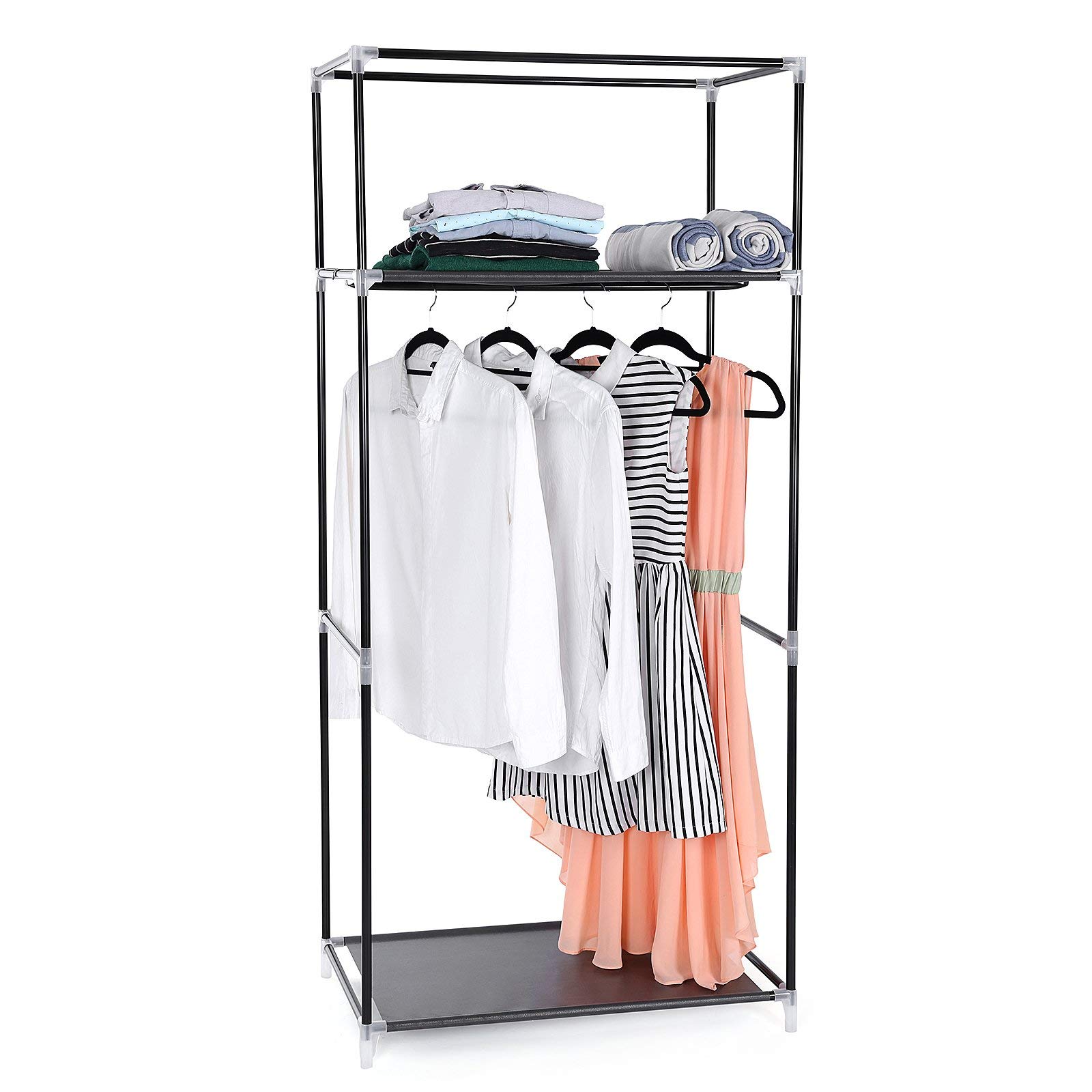 Songmics RYG83H Guardaroba TNT 75x45 Nero con Barra appendiabiti