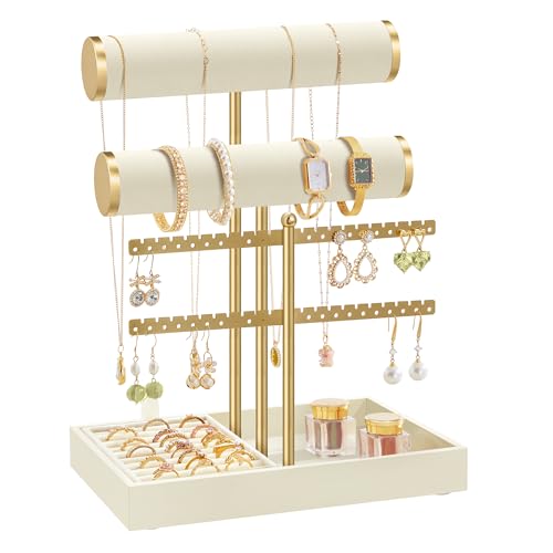 Songmics JJS046W101 Porta Bracciali Vassoio Bianco Oro