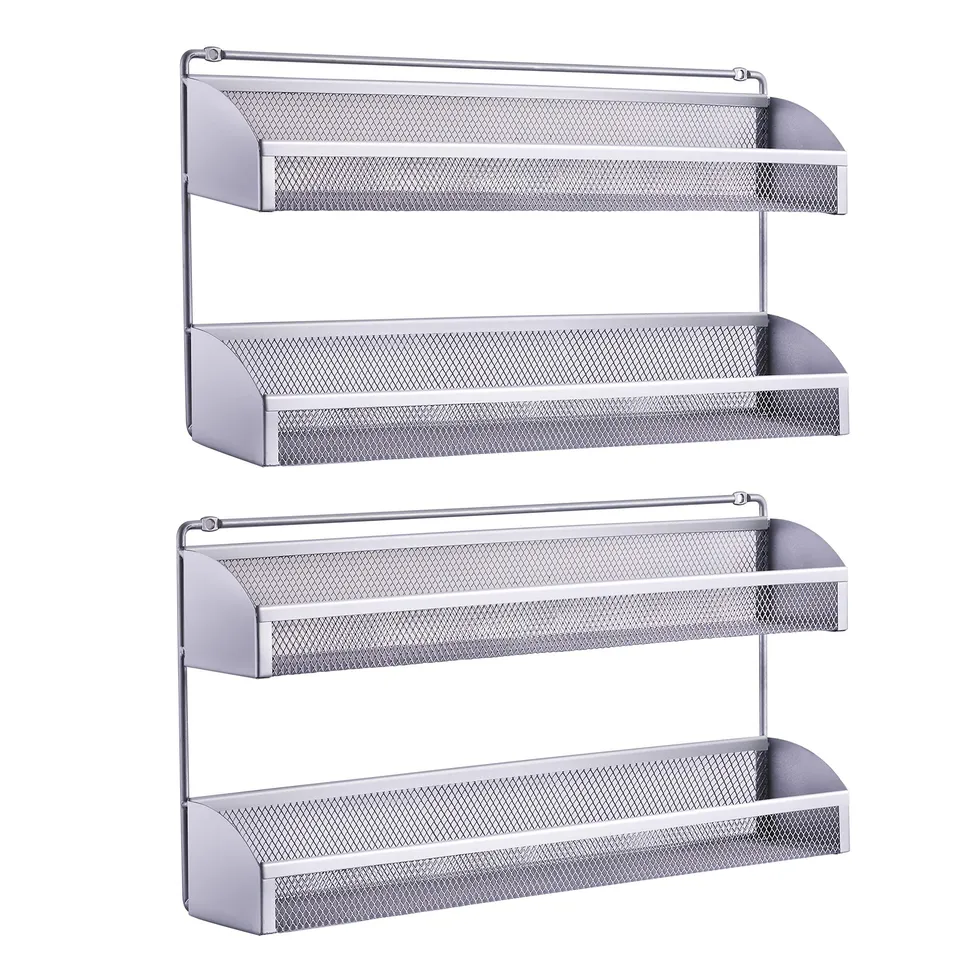 Simple Trending portaspezie parete argento 2 pezzi 2 ripiani