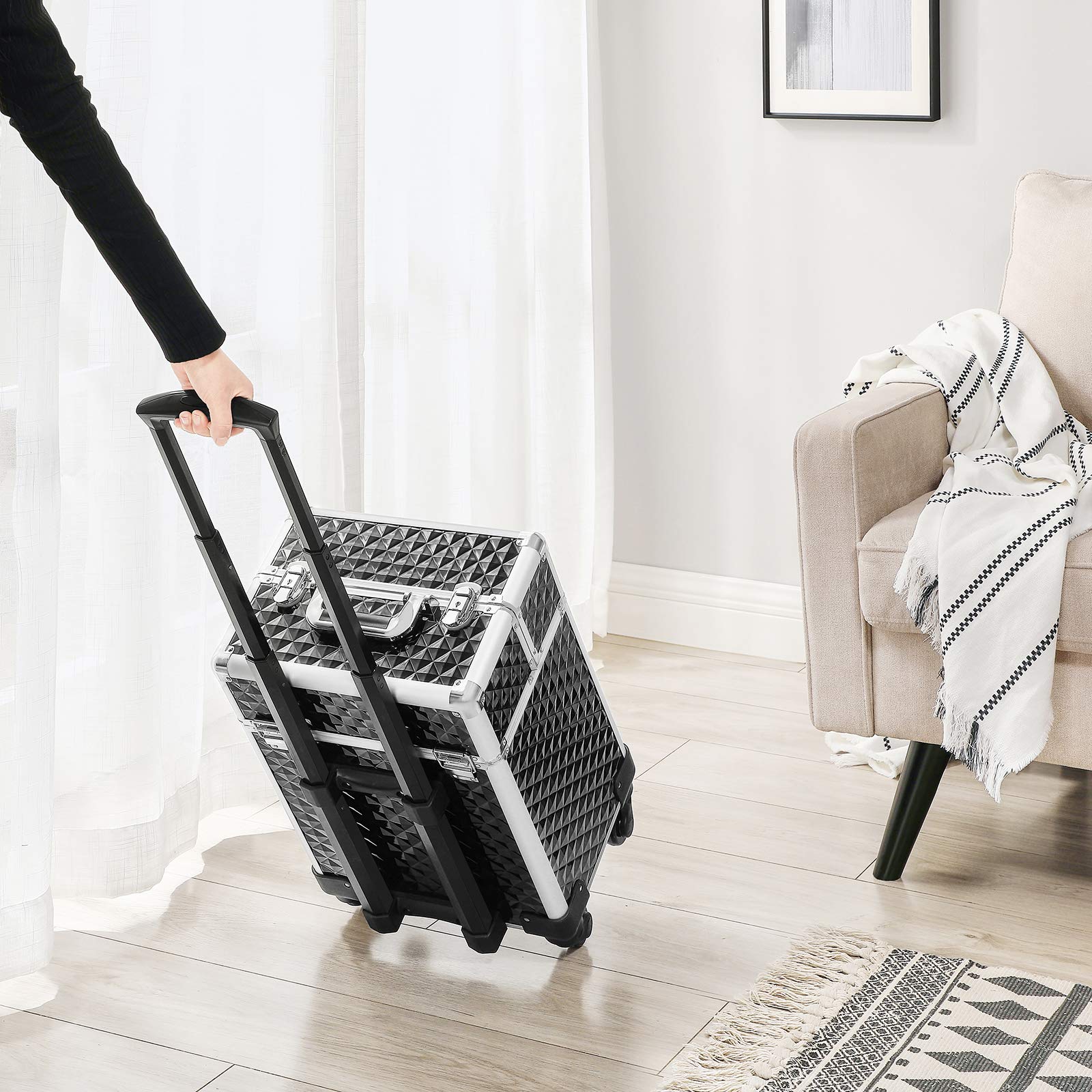 Songmics Valigia Trucco Trolley Make Up 4 Ruote 4 Vassoi