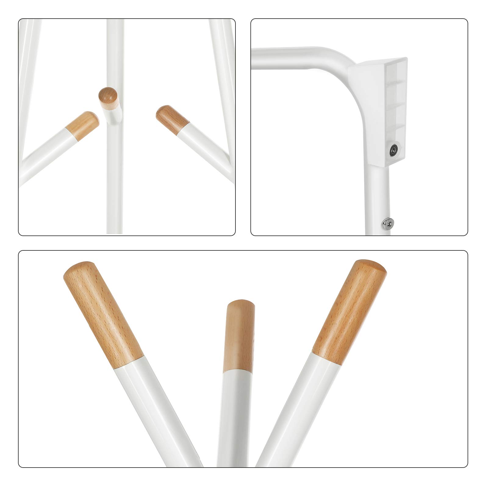 Songmics RCR15WY appendiabiti ad albero bianco 9 ganci legno
