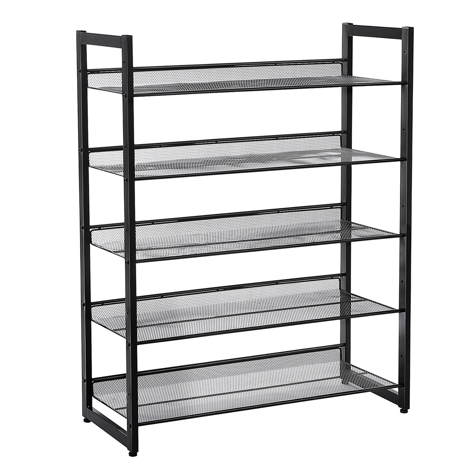 Songmics LMR005B scarpiera 5 ripiani nera rete metallo 20 paia