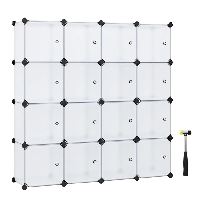 Songmics LPC44BS armadio 16 cubi bianco 123x123 con ante