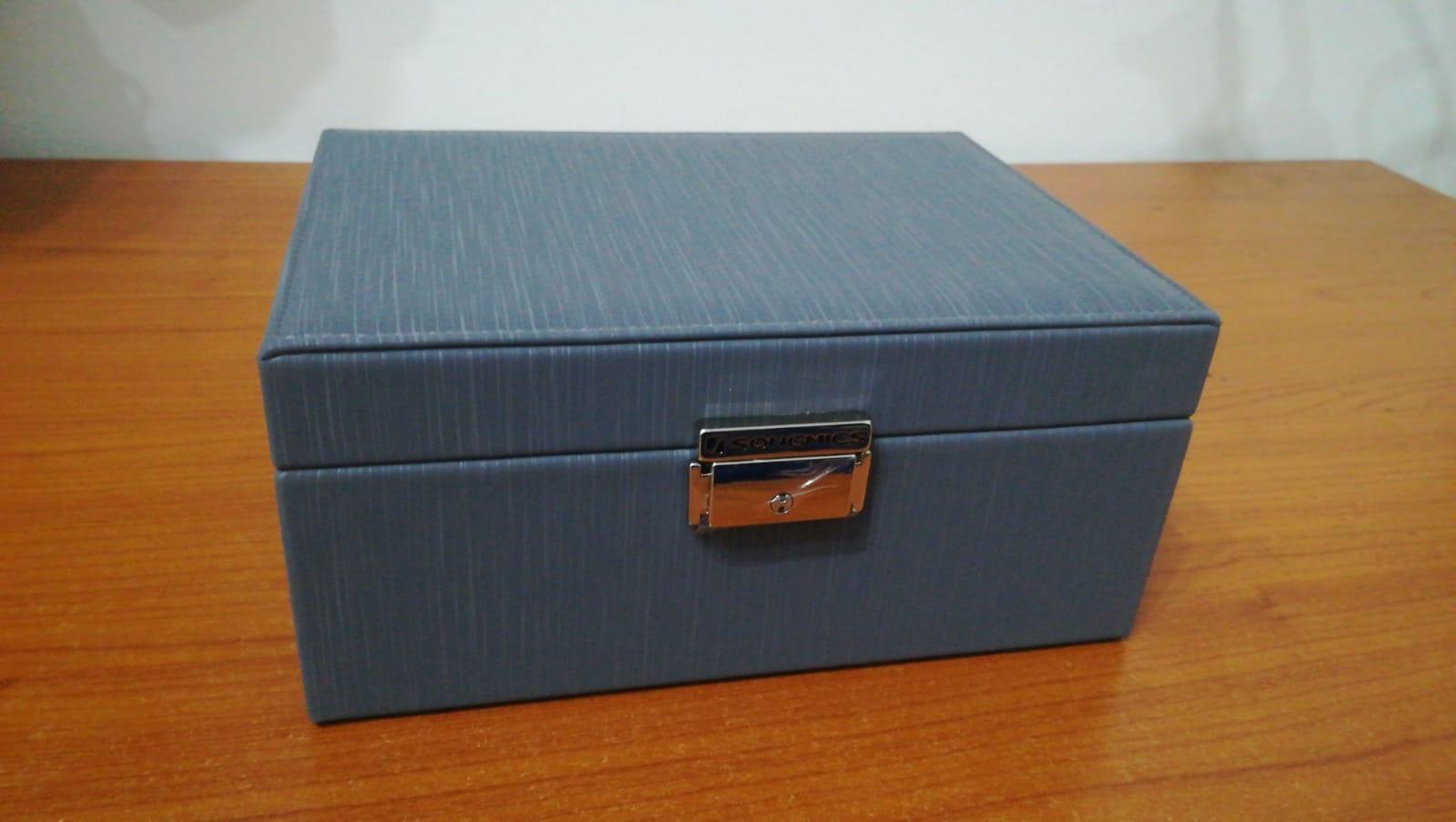 Songmics JBC232GY Portagioie 2 Livelli Grigio con Serratura