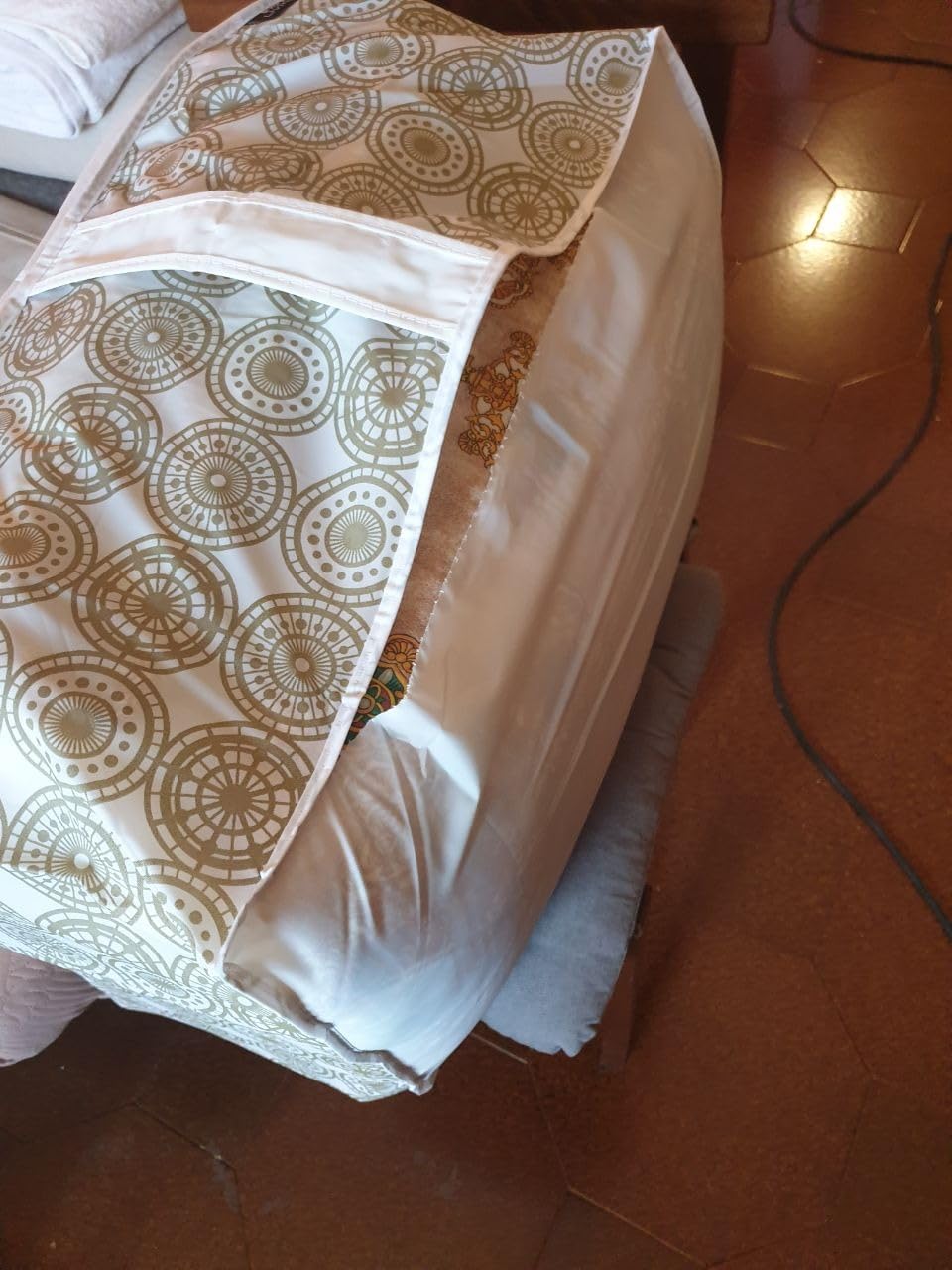 Domo Pak Ella Beige Large custodia coperte 45x55x25 cm maniglia