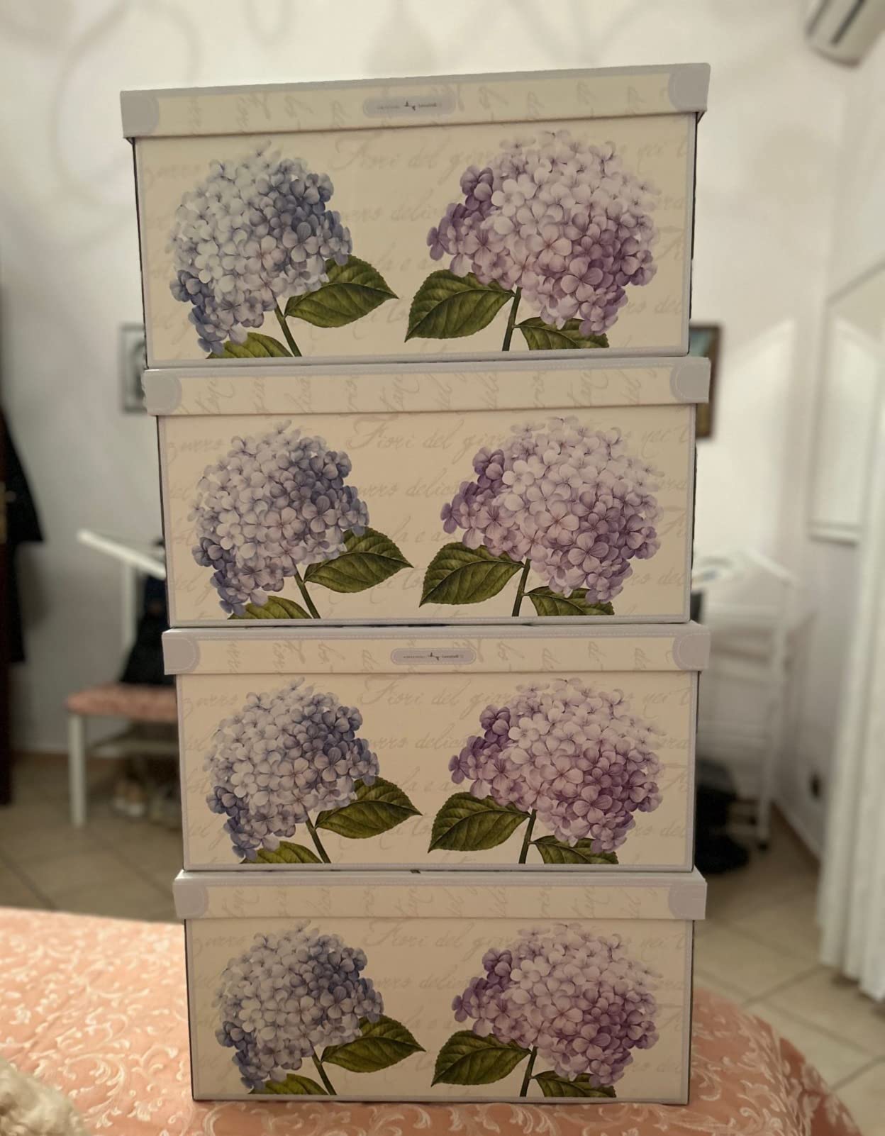 Lavatelli scatola portabiancheria ortensie 50x39x24 cm