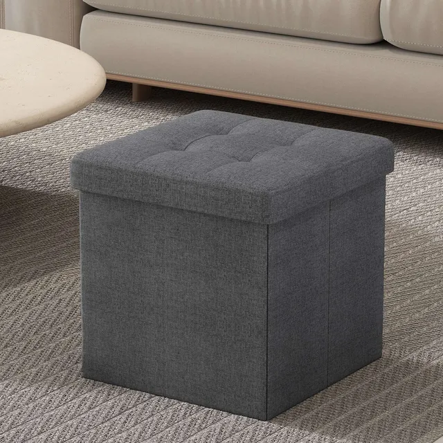 Songmics ULSF27Z Pouf Contenitore Grigio Scuro 38 cm