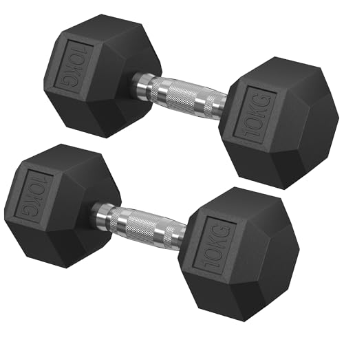 Songmics Set 2 Manubri Esagonali 2x10kg neri antiscivolo