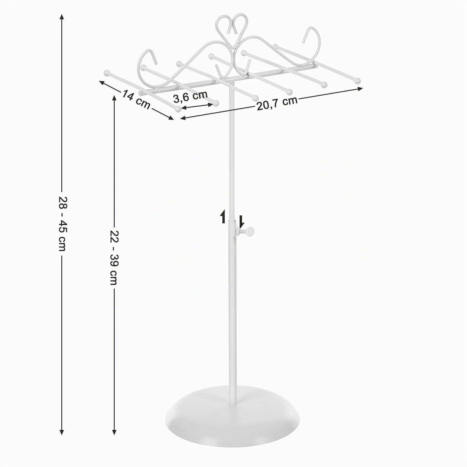 Songmics JJS04WT porta gioielli bianco girevole regolabile