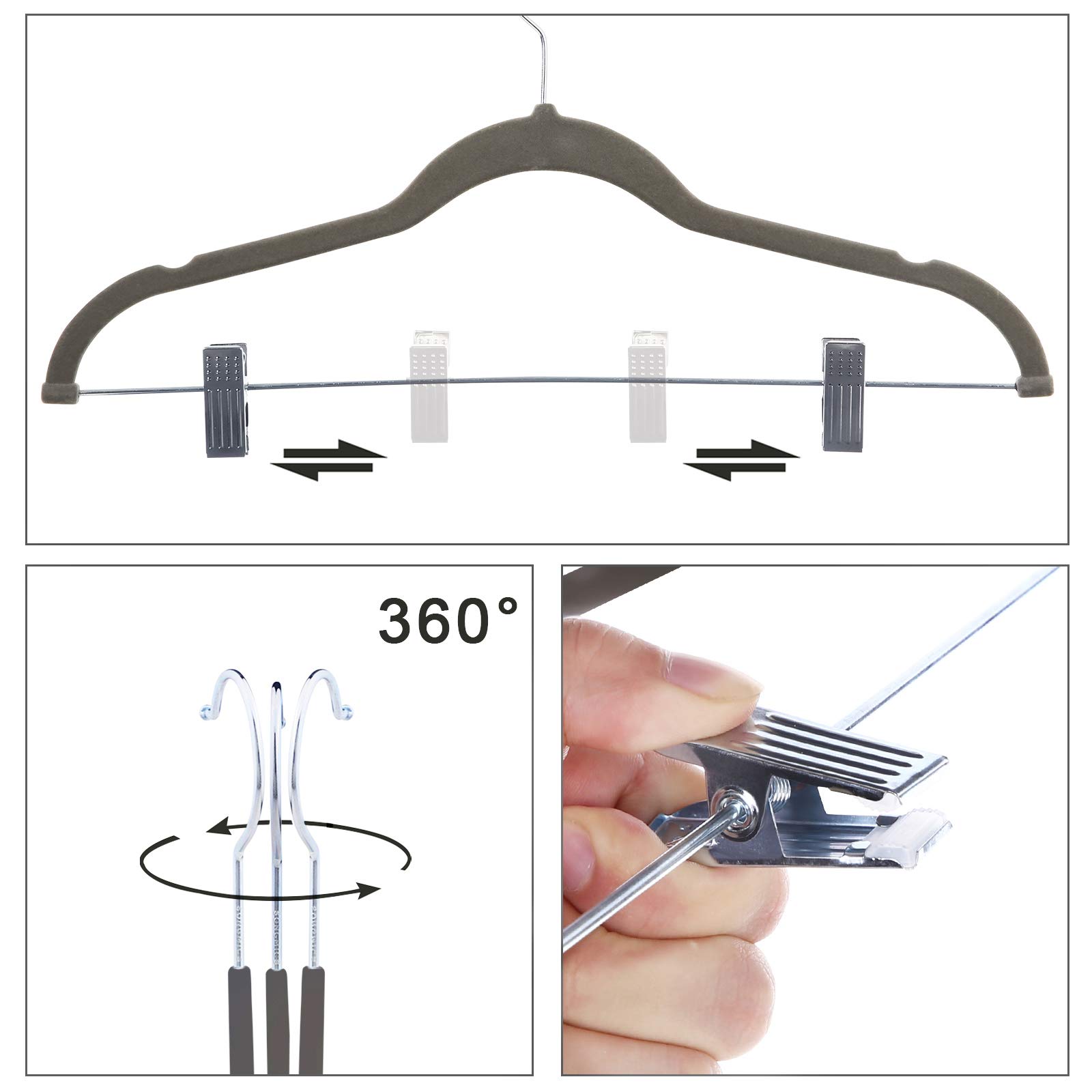 Songmics set grucce velluto grigio con pinze 32 pezzi