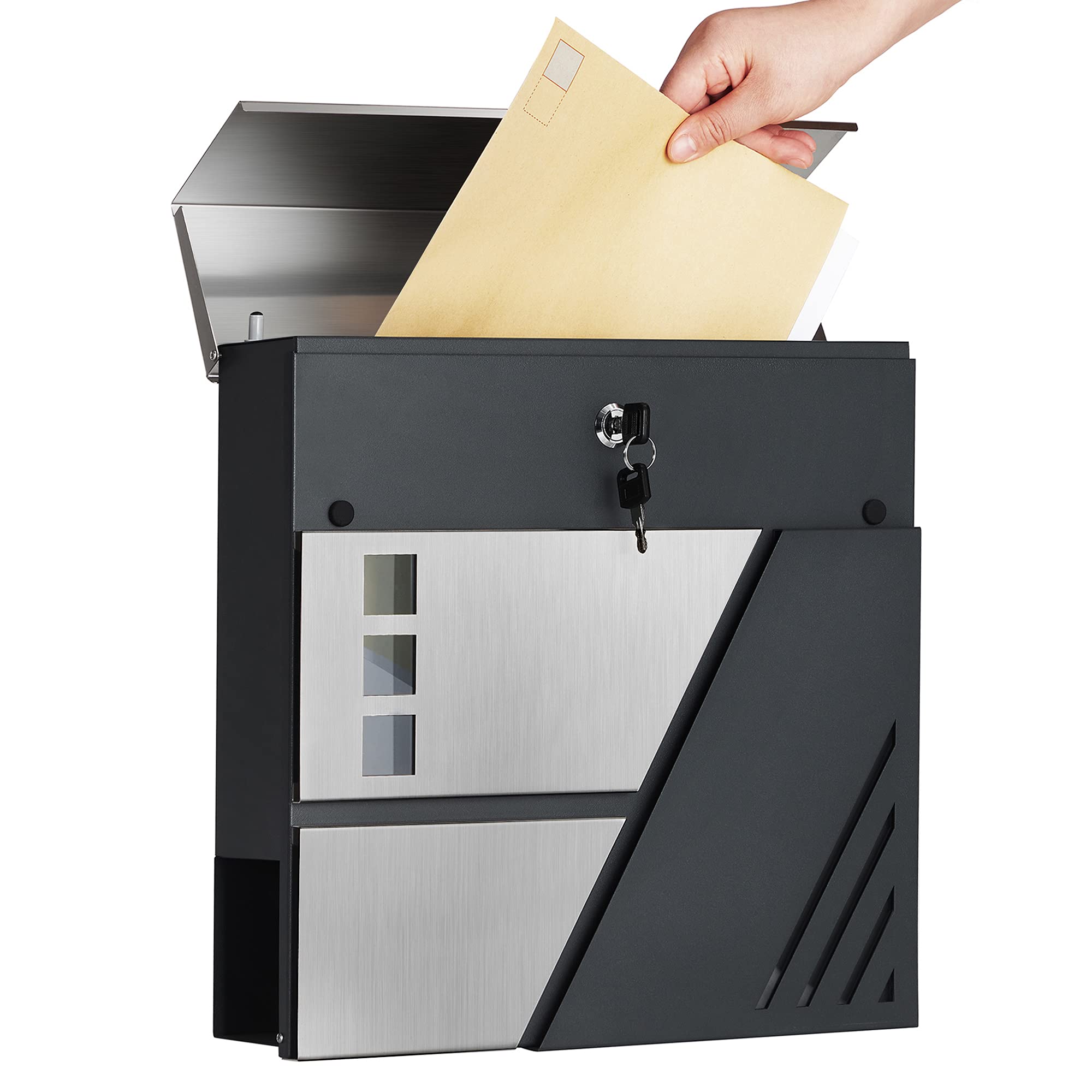 Songmics GMB053G01 cassetta lettere acciaio inox con portagiornali