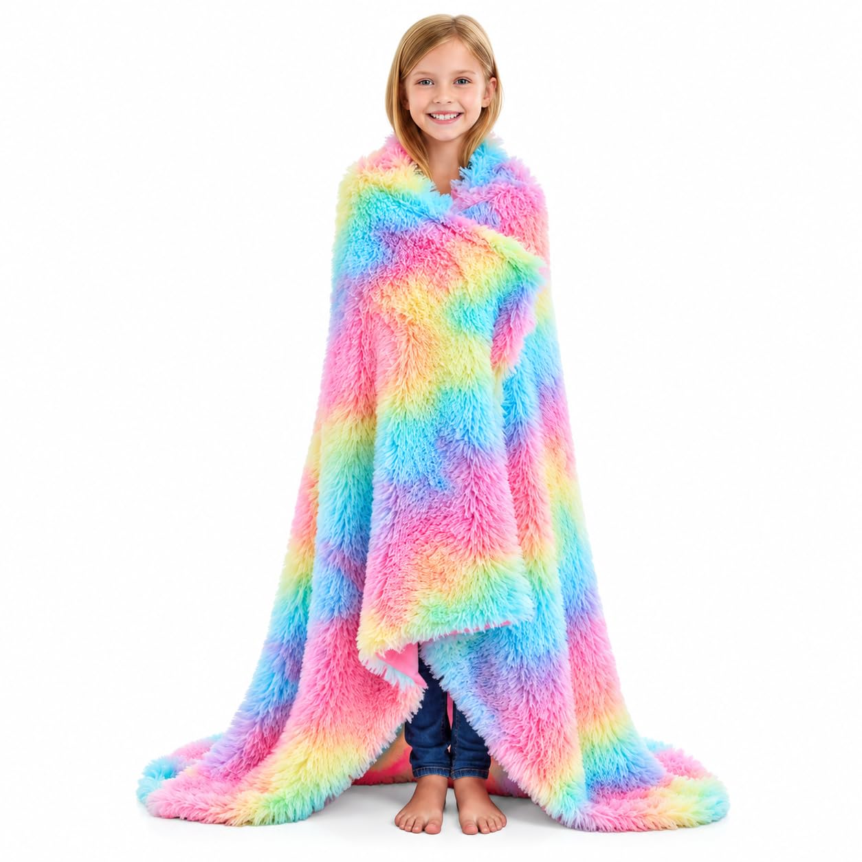 Lavatelli Kanguru Rainbow plaid pile 130x170 cm morbido