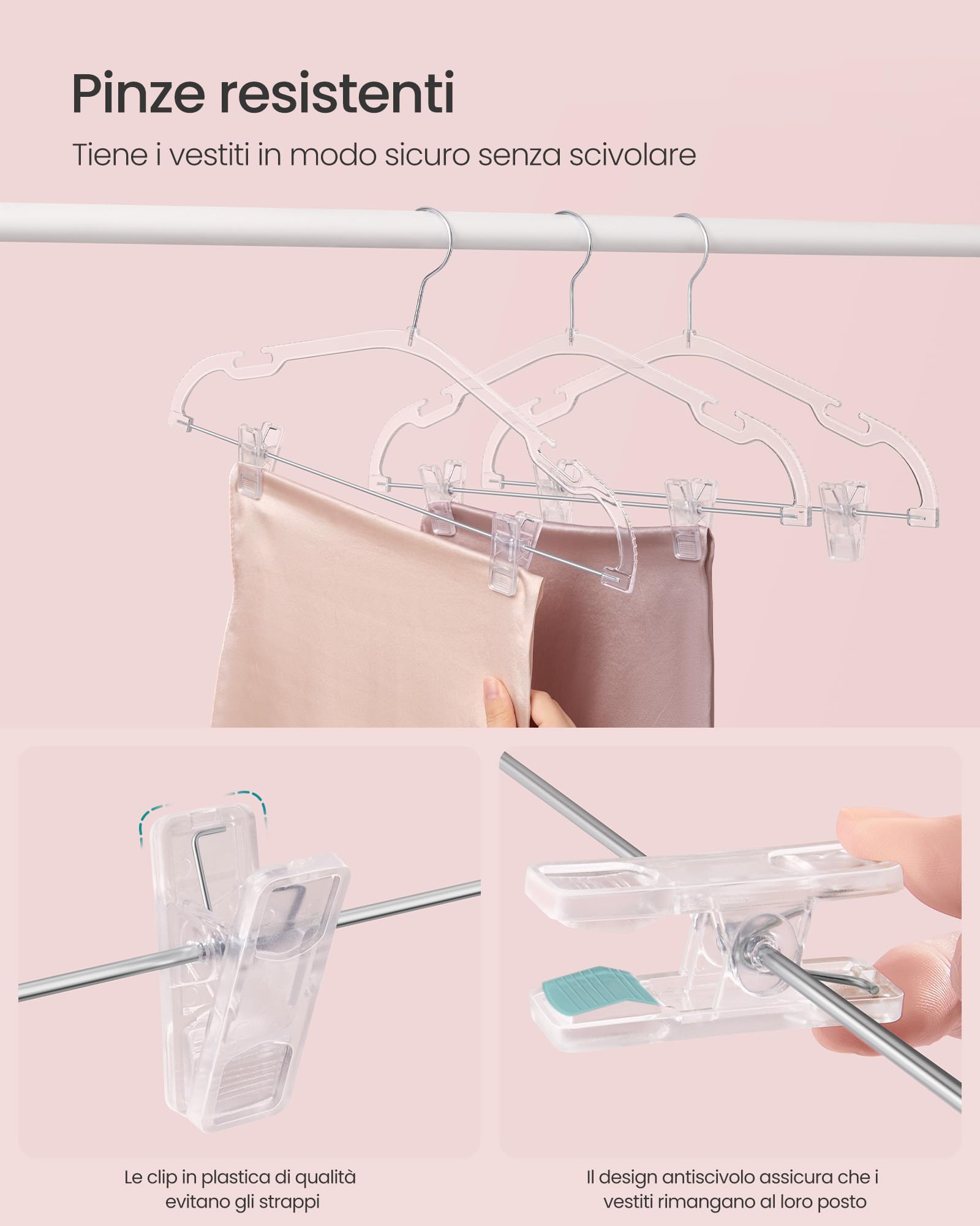 Songmics CRP075W01 Set 30 Grucce Pantaloni Trasparenti con Pinze